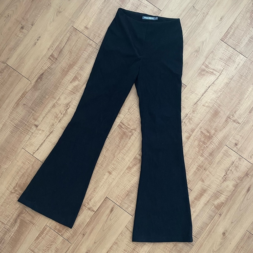 Black Vintage Soft Brushed Fabric Flared Pants